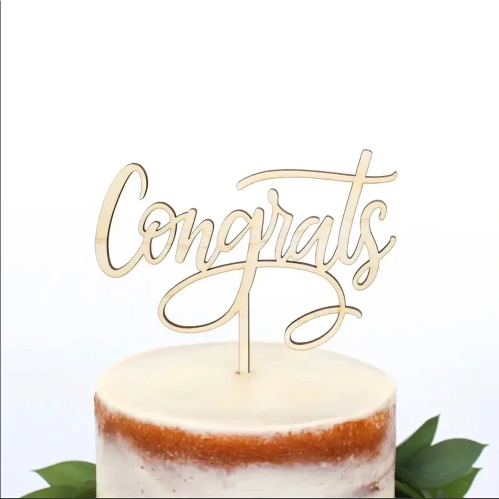 Studio M by Alexis Mattox Congrats Wooden Cake Topper